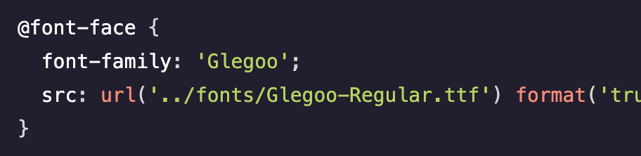 code snippet of @font-face rule