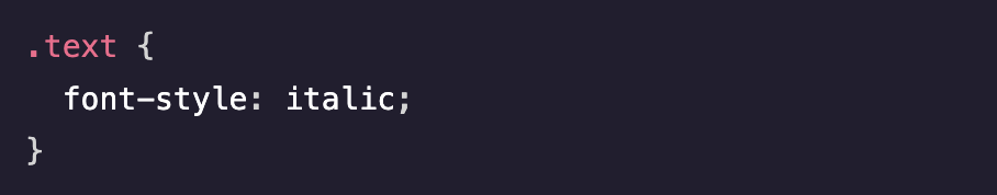code snippet of font-style property